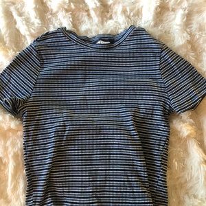 H&M divided blue stripe cropped tee